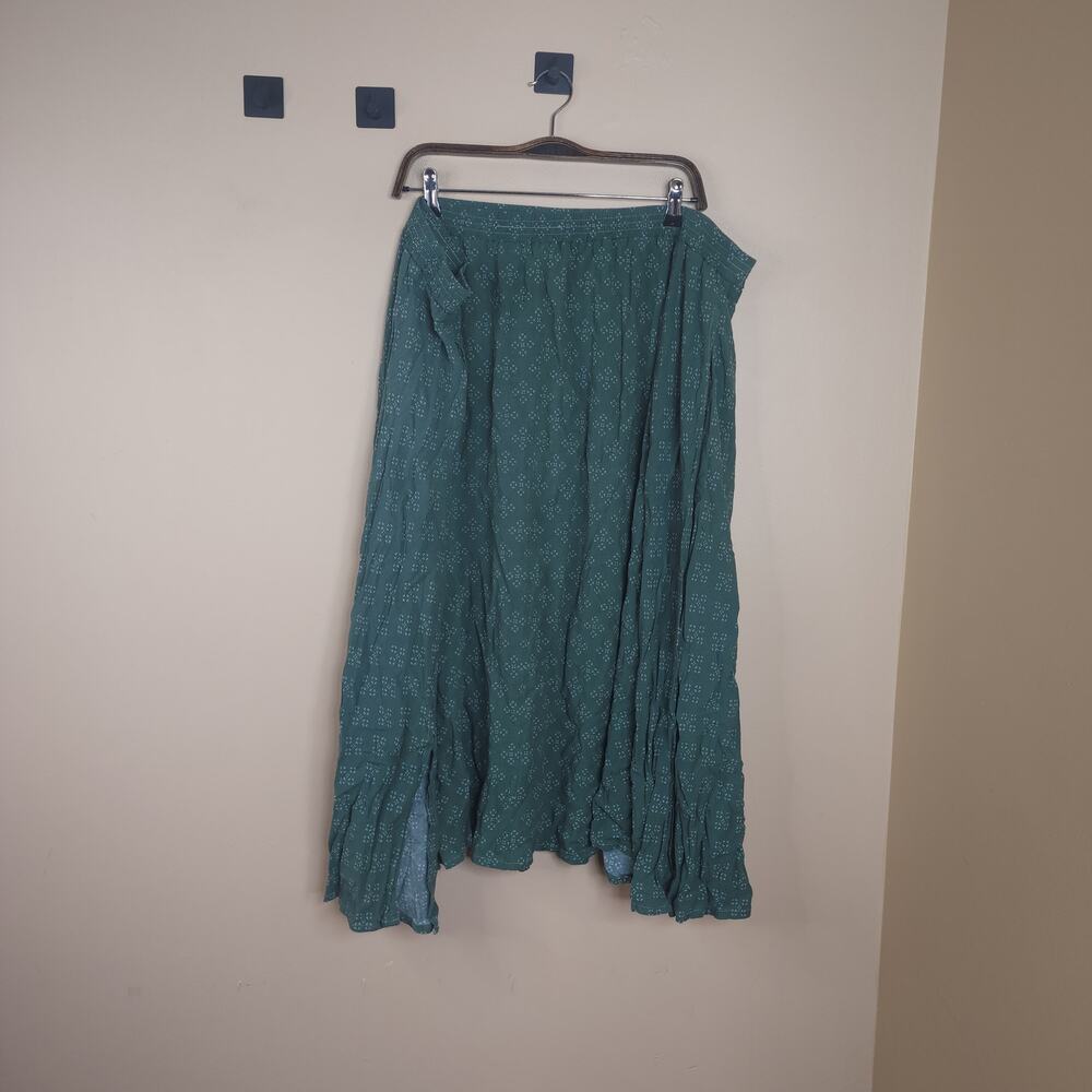 Woman Within Pull-on Green Printed Maxi Skirt Size 34W
